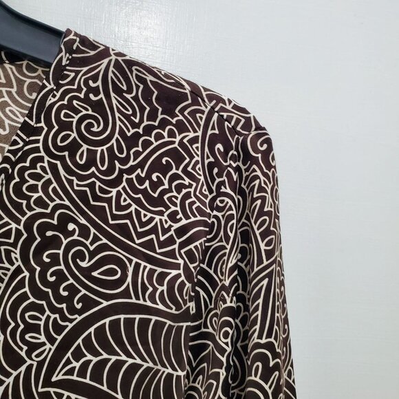 Sunny Leigh Women's Mixed Media Bohemian Paisley Print Surplus Kimono Top Size M - Picture 2 of 6